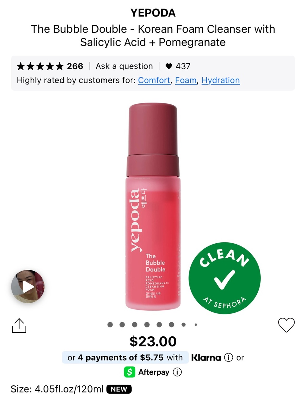 Yepoda the bubble double foam cleanser with pomegranate! New!